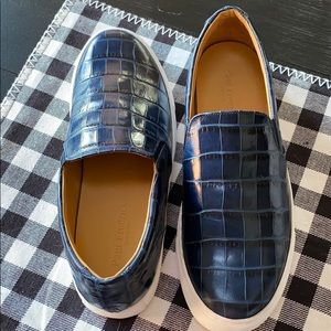 Paul Frederick Croco Italian leather slip ons